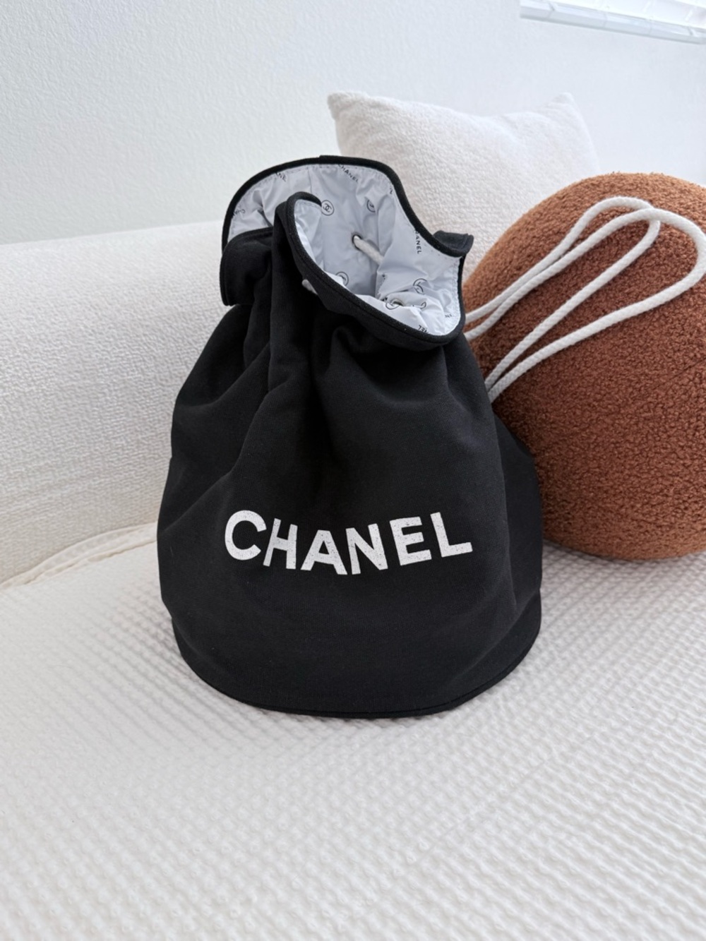 Chanel VIP Gift Novelty Pool Bag Drawstring Backpack Black